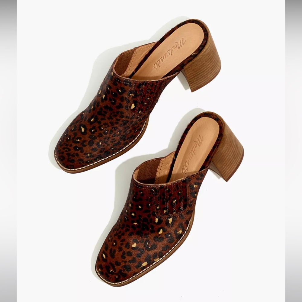 Madewell Carey Mule in Painted Leopard Calf Hair, Size 7.5